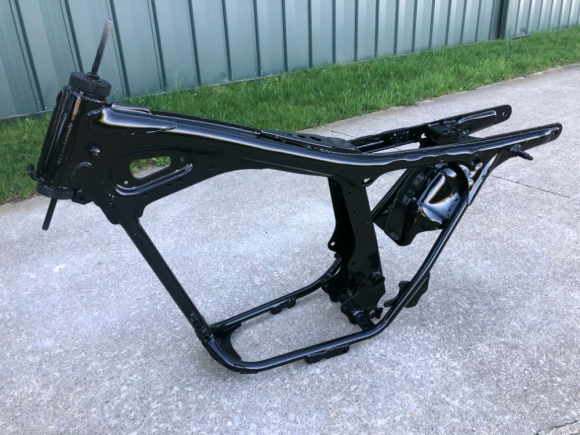 A freshly painted motorcycle frame!